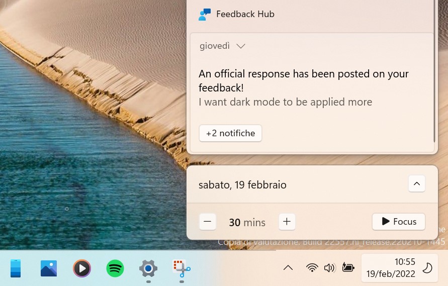 Windows 11 - Focus e nuova modalità Non disturbare
