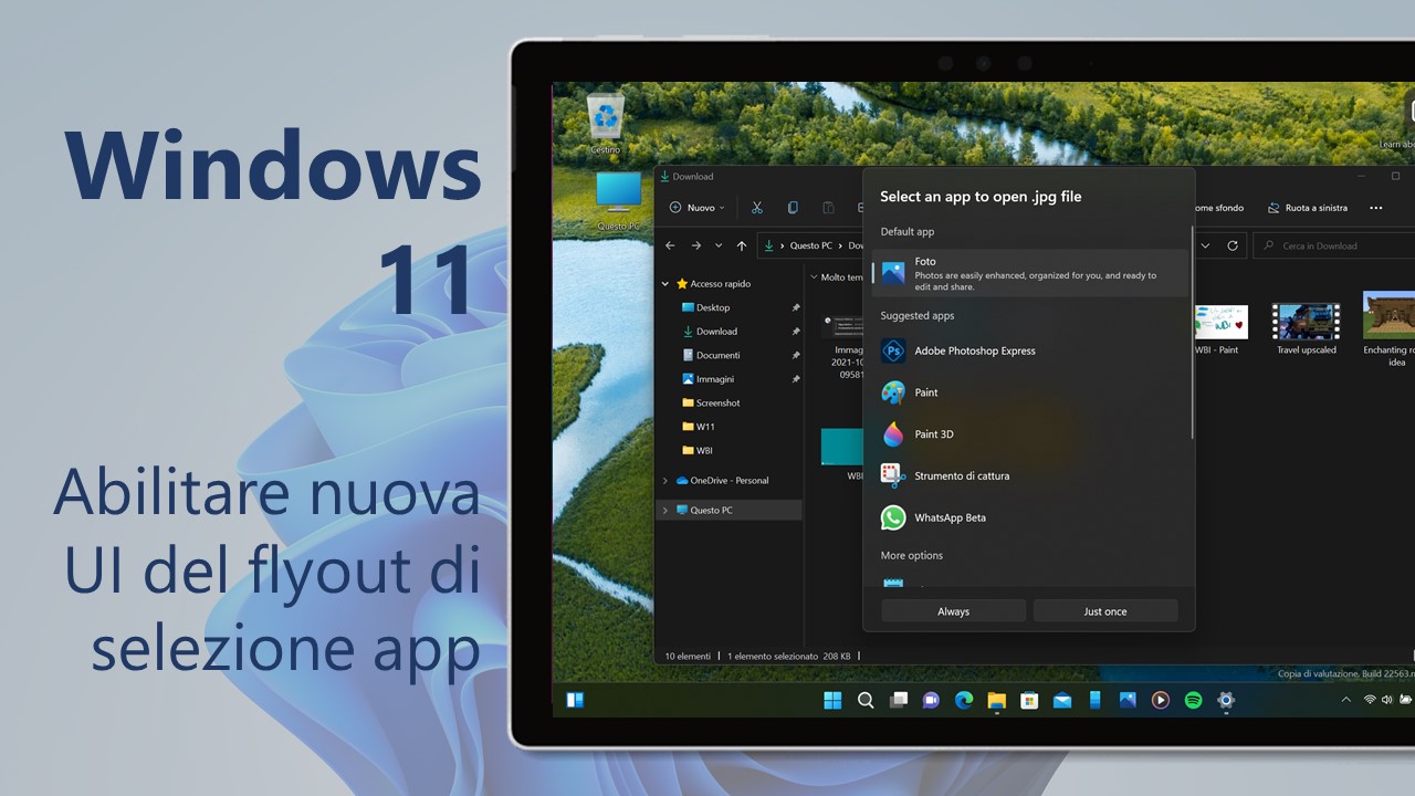 Windows 11 - Come abilitare la nuova UI del flyout di selezione app