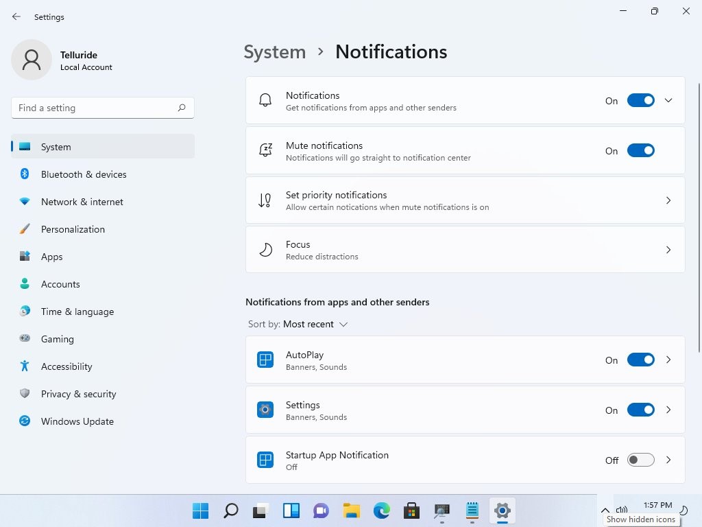 Windows 11 - Leak - Impostazioni Notifiche