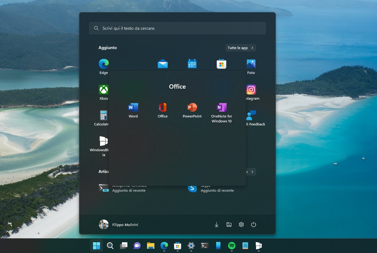 Windows 11 - Nomi per le cartelle di app nel menu Start