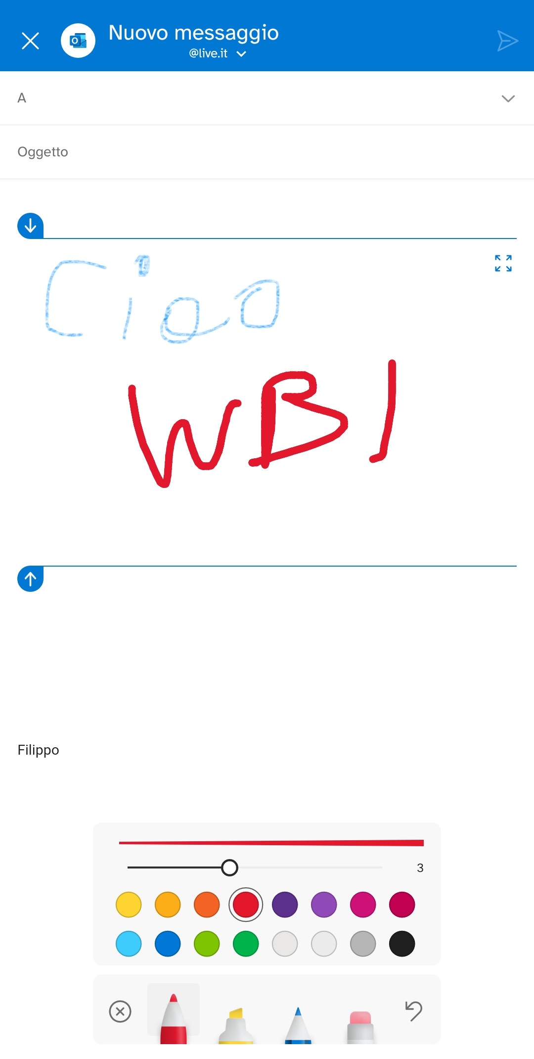 Microsoft Outlook per Android - Disegni nelle mail
