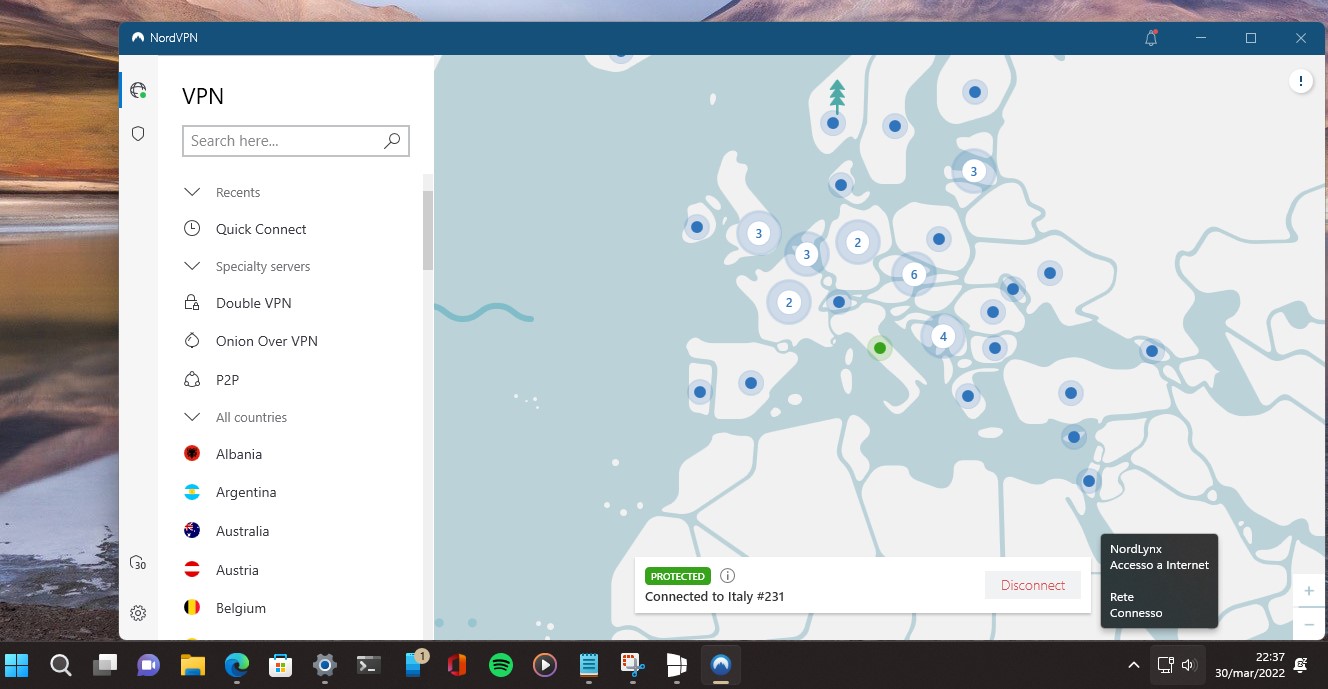 NordVPN - Connessione automatica al server