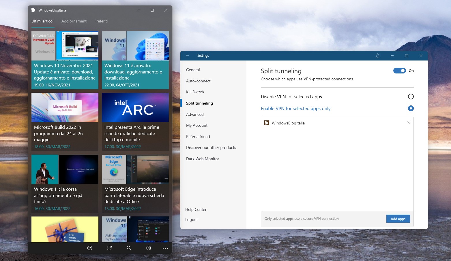 NordVPN - Split tunneling