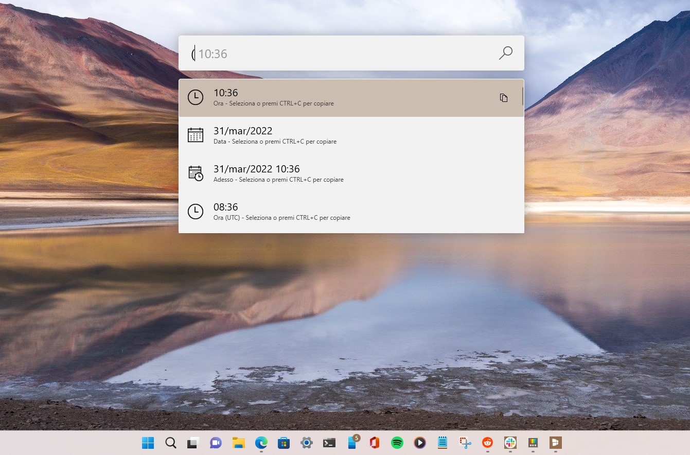 PowerToys per Windows - 0.57.0 - Plugin ora e data per Run