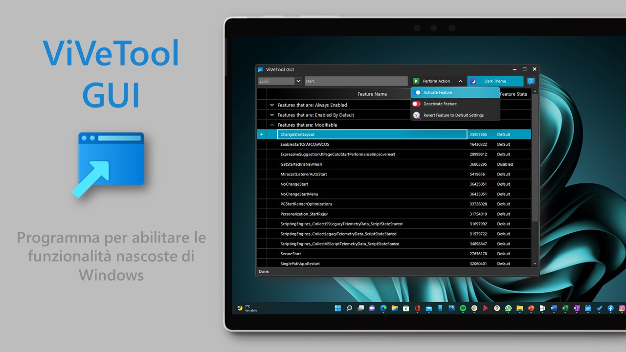 ViVeTool GUI - Programma per abilitare le funzionalità nascoste di Windows