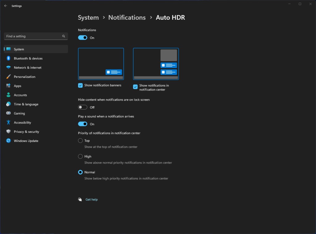 Windows 11 - Notifiche Auto HDR