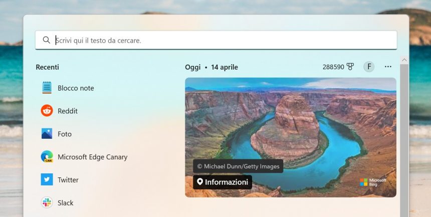 Windows 11 - Ricerca - Evidenziazioni della ricerca