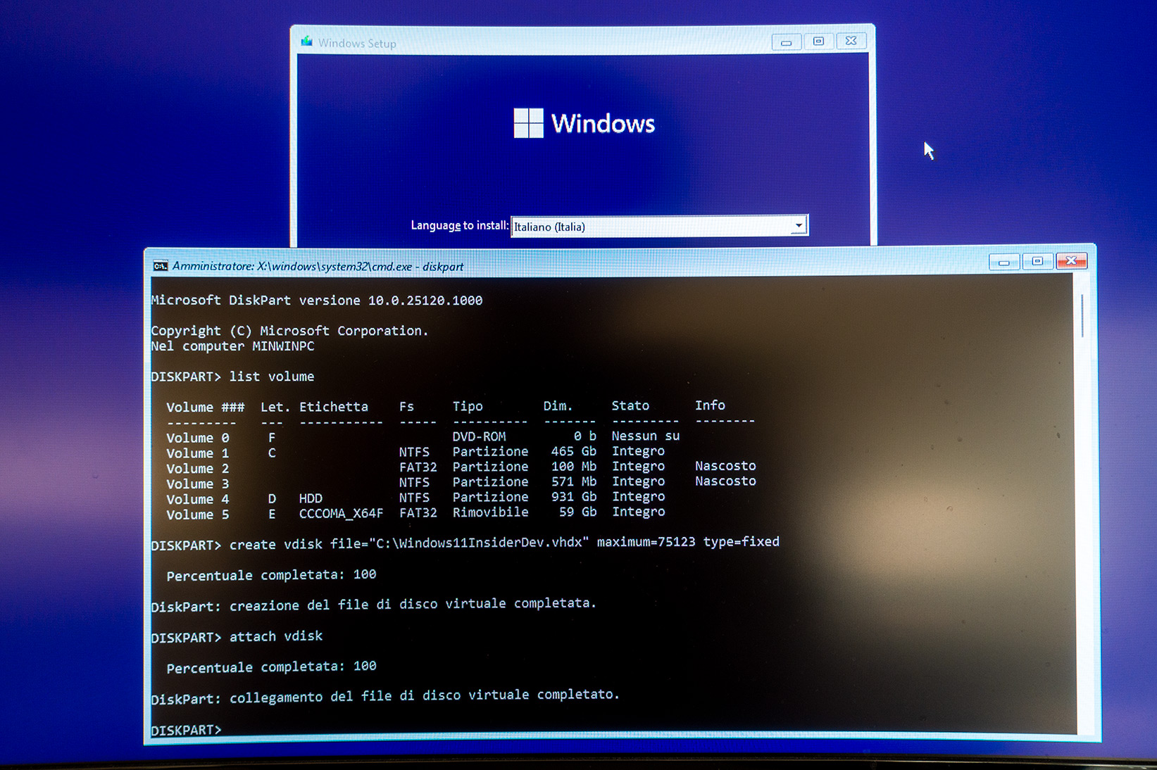 Windows Setup - Installazione - Prompt dei comandi con DiskPart