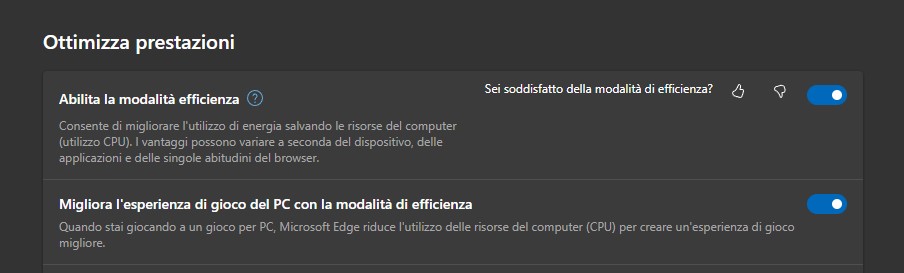 Microsoft Edge 103 - Modalità efficienza per i giochi