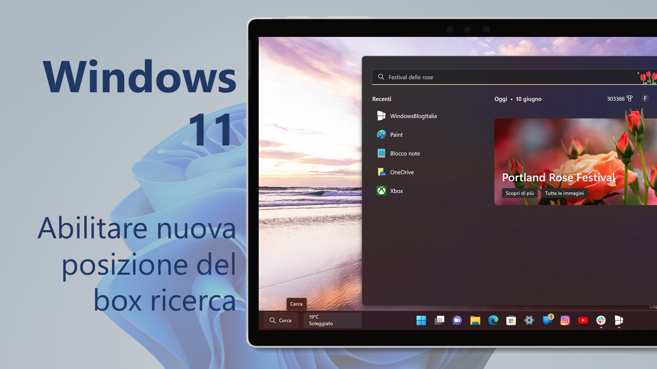 Windows 11 - Come abilitare nuova posizione del box ricerca