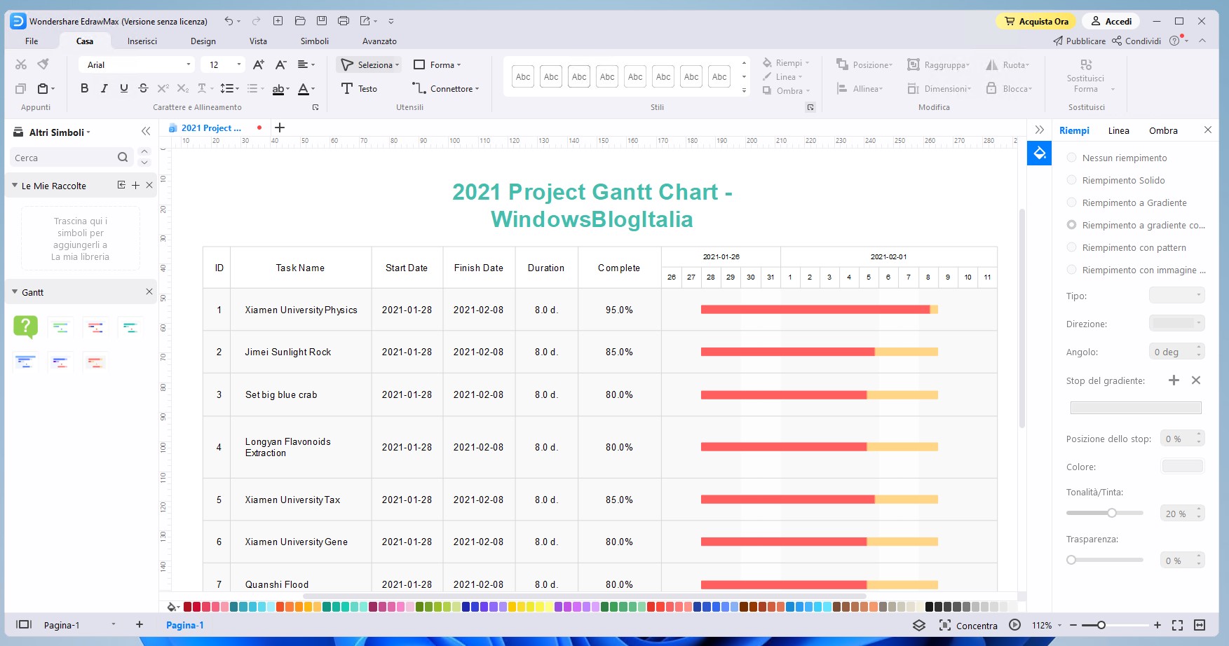 Wondershare EdrawMax - Diagramma di Gantt