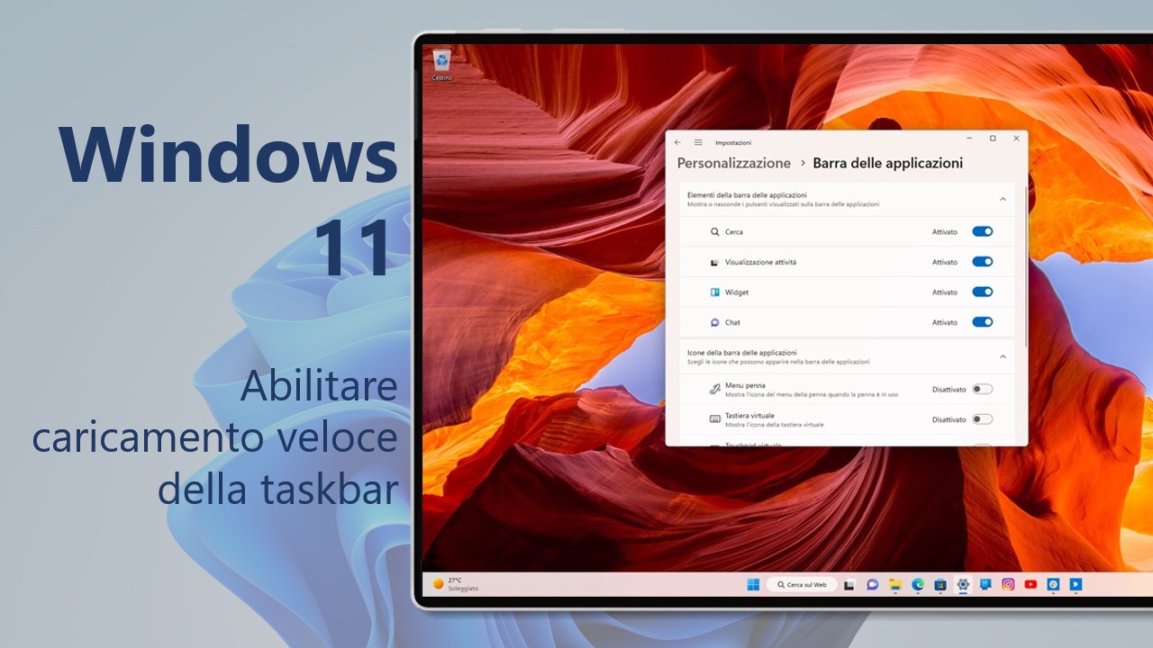 Windows 11, la taskbar ottimizzata per tablet sta per essere introdotta 