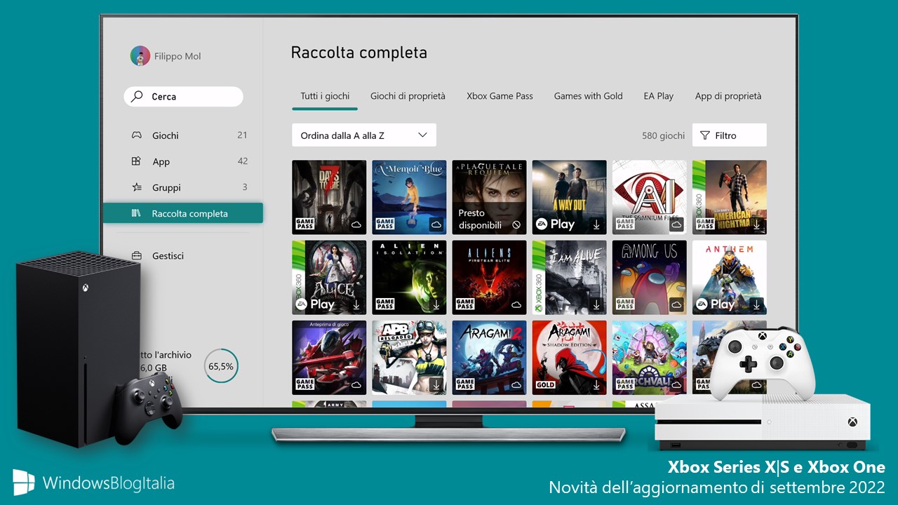 Aggiornamenti Xbox - Novità dell’aggiornamento di settembre 2022
