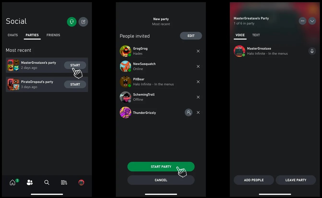 Organizza i party con i tuoi amici in un attimo nell'app Xbox