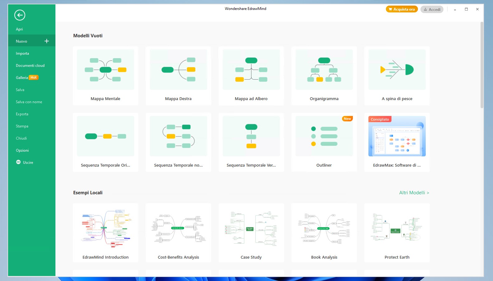 Wondershare EdrawMind - Creare un nuovo diagramma