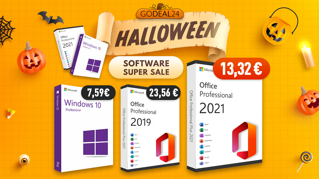 Su Godeal Office originale a 13,32€ e Windows 10 Pro al miglior prezzo per i saldi di Halloween
