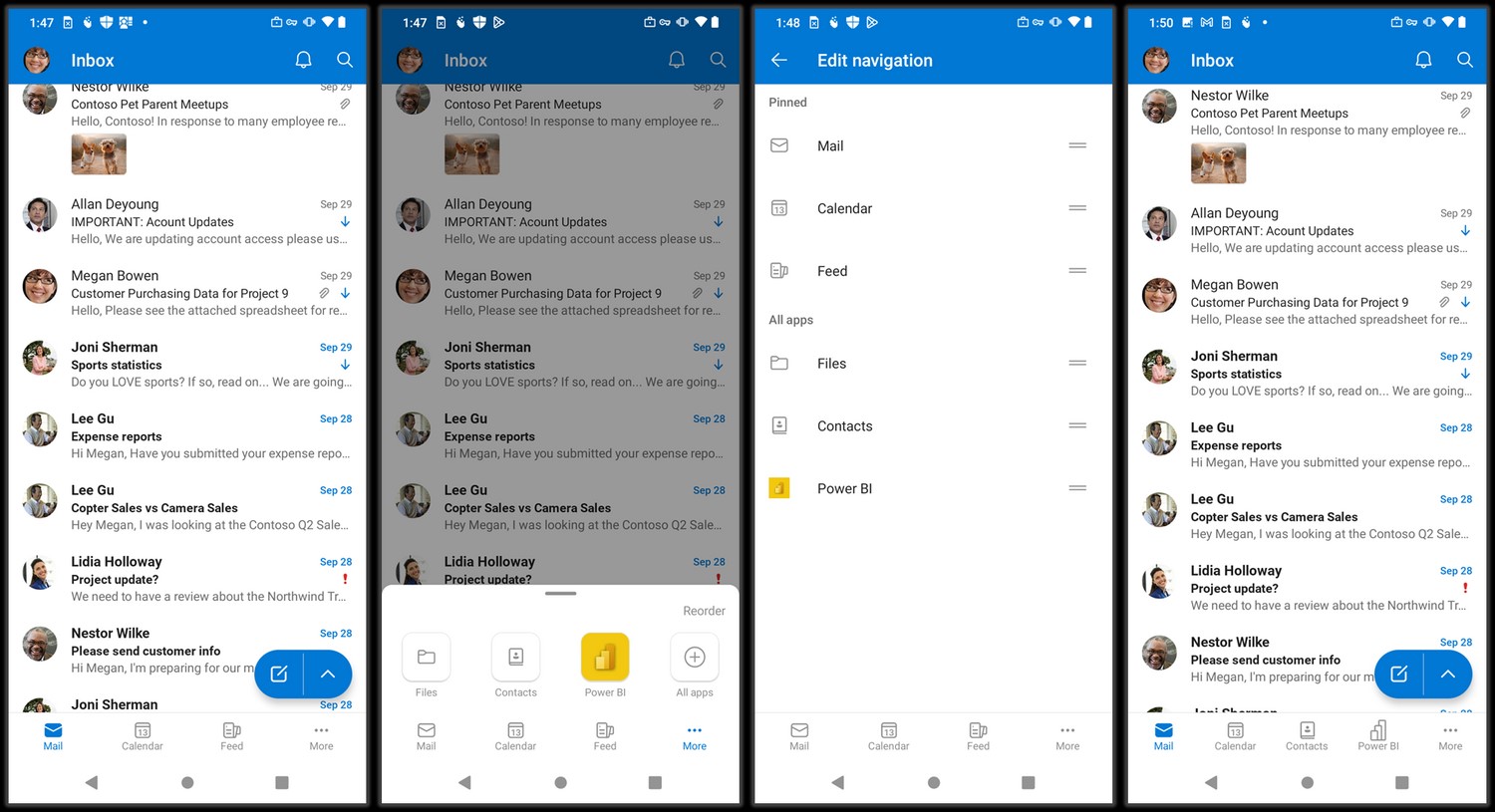 Microsoft Outlook Mobile - Nuova barra di navigazione