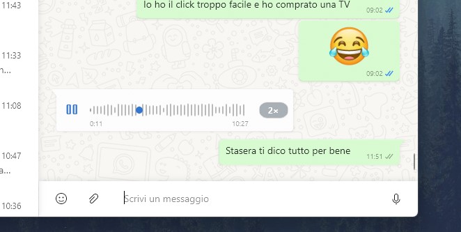 WhatsApp Beta (UWP) per Windows - Velocità di riproduzione degli audio