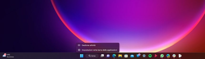 Windows 11 - Barra delle applicazioni - Collegamento a Gestione attività