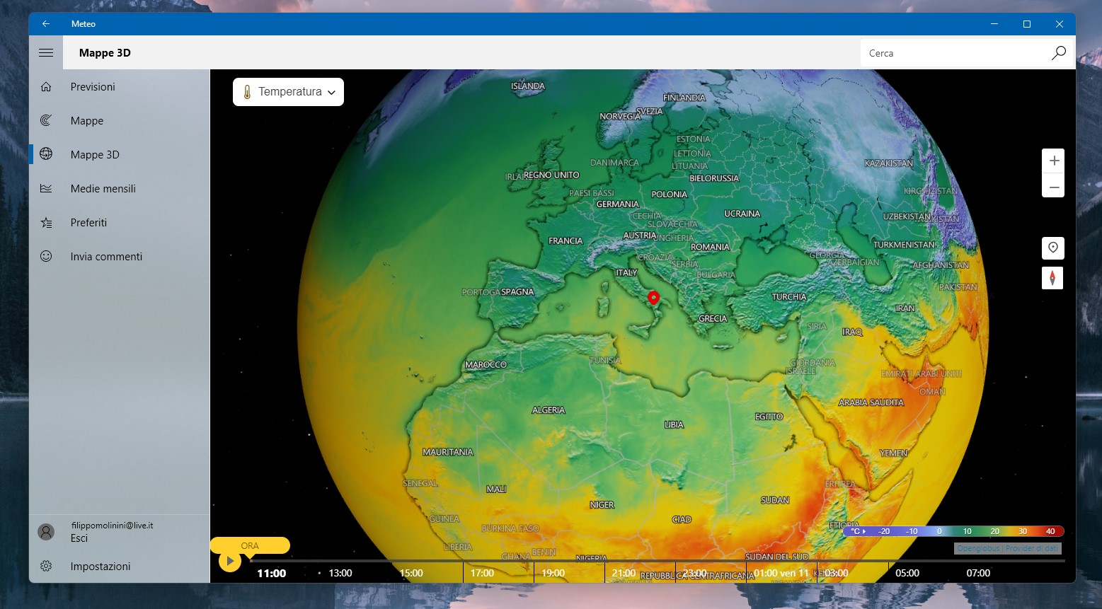 Microsoft Meteo per Windows 11 - Mappe 3D