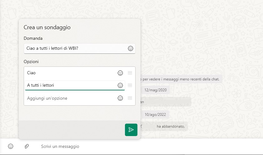 WhatsApp Beta (UWP) per Windows - Sondaggi