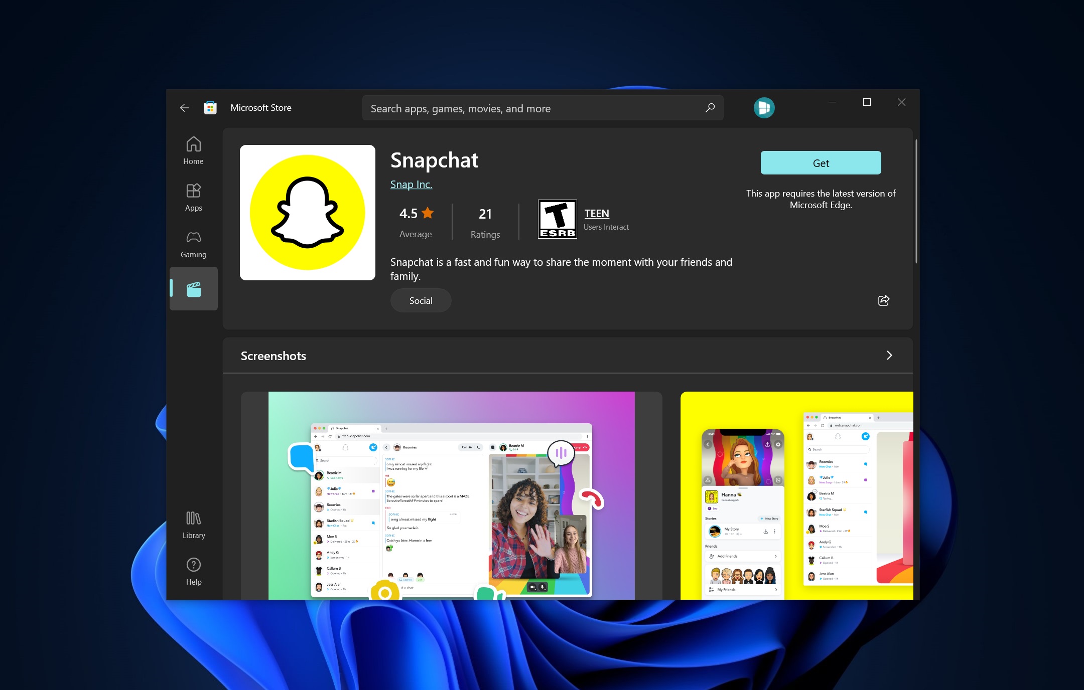 Snapchat barca finalmente nel Microsoft Store come PWA