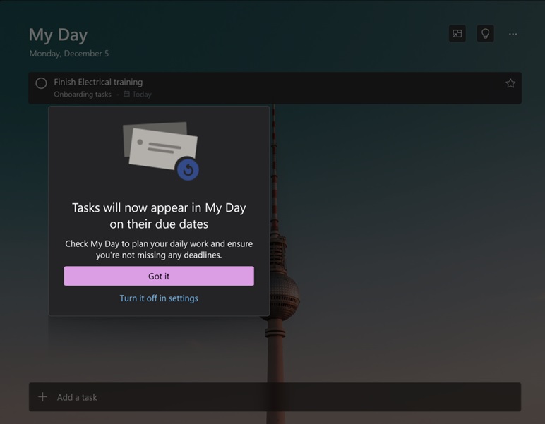 Microsoft To Do - Attività aggiunte automaticamente a La mia giornata