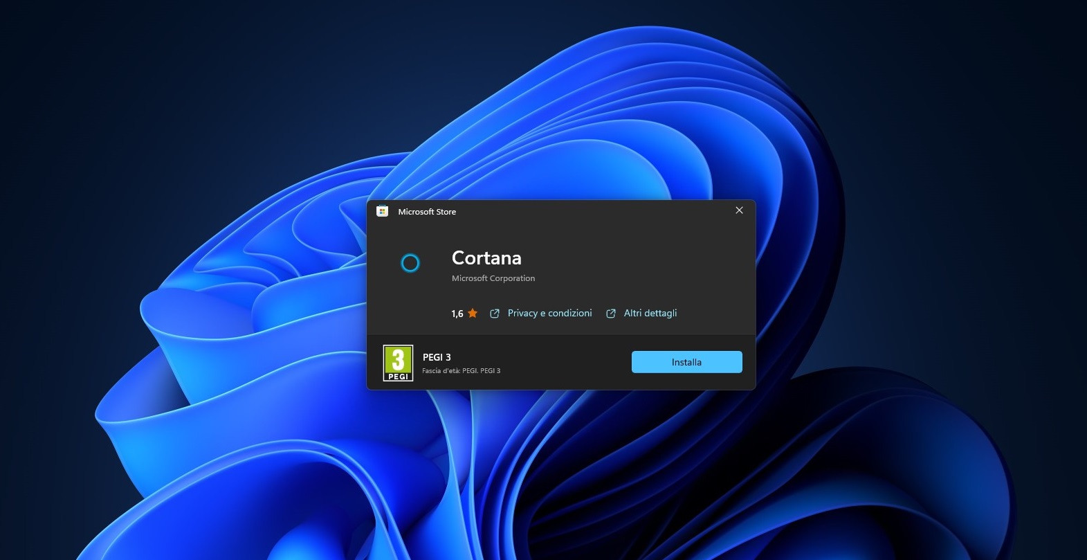 Windows 11 - Installazione Cortana dal Microsoft Store