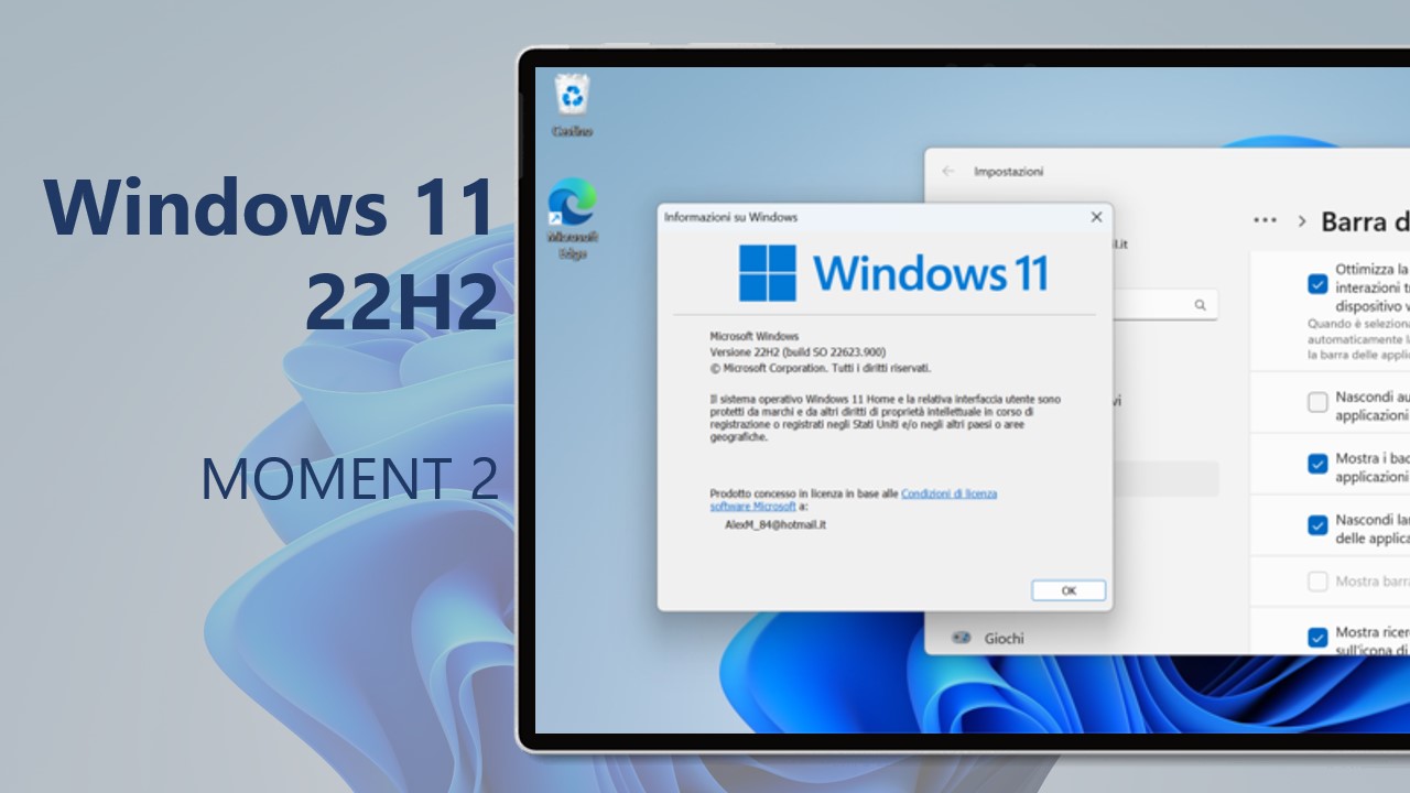 Come aggiornare subito a Windows 11 22H2 “Moment 2” con modalità tablet e altro