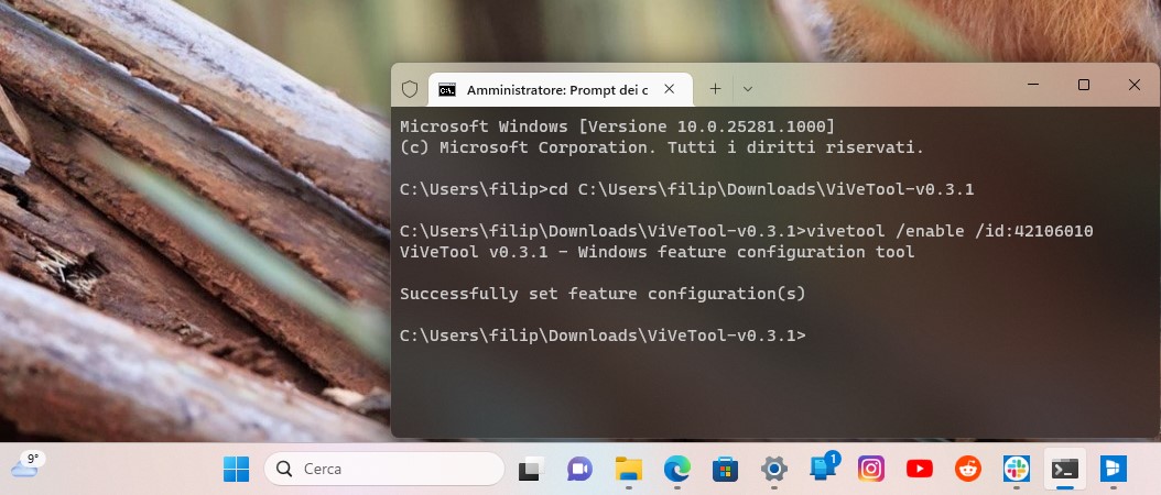 Windows 11 - Comandi ViVeTool per abilitare il nuovo mixer del volume