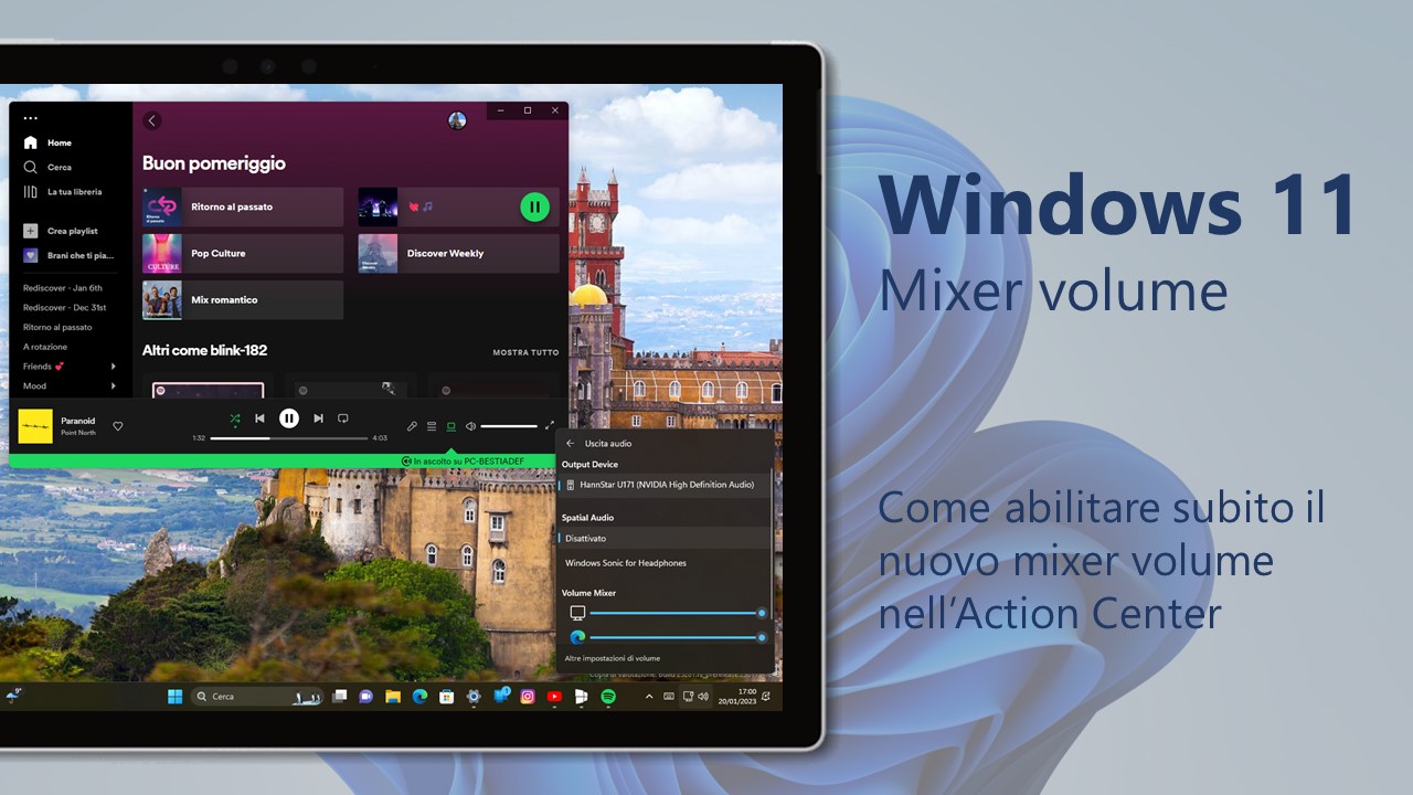 Windows 11 - Come abilitare subito il nuovo mixer volume nell’Action Center