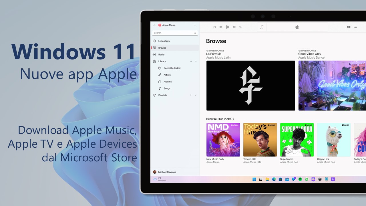 Download nuove app ufficiali di Apple Music, TV e Devices per Windows 11 (Preview)