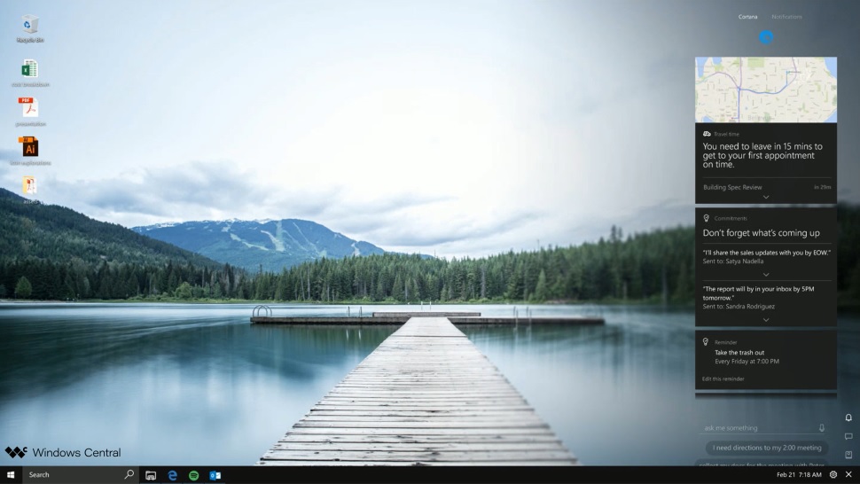Windows 10 - Idee cancellate da Microsoft - Action Center con Cortana