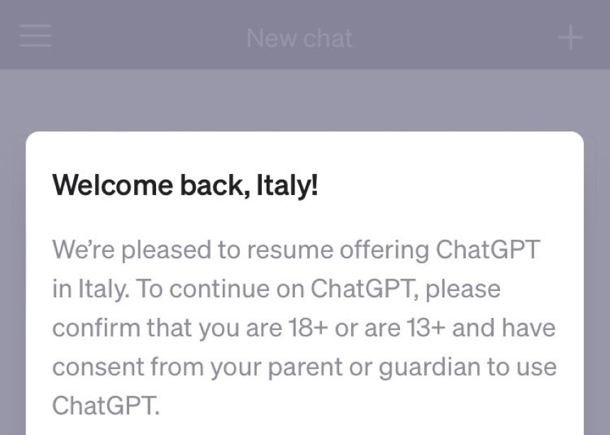 ChatGPT funziona nuovamente in Italia, aggiornate le norme sulla privacy