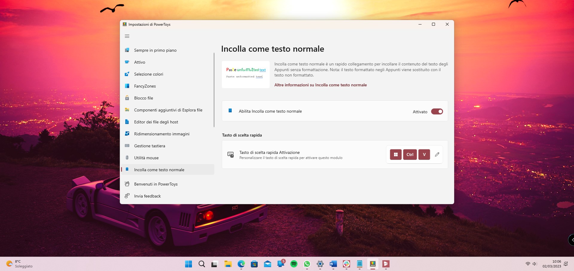 PowerToys per Windows - Versione 0.68 - Strumento Incolla come testo normale