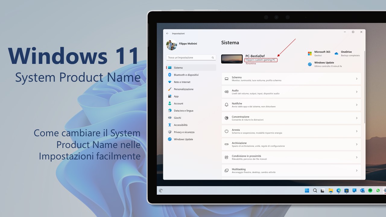Windows 11 - Come cambiare il System Product Name nelle Impostazioni facilmente