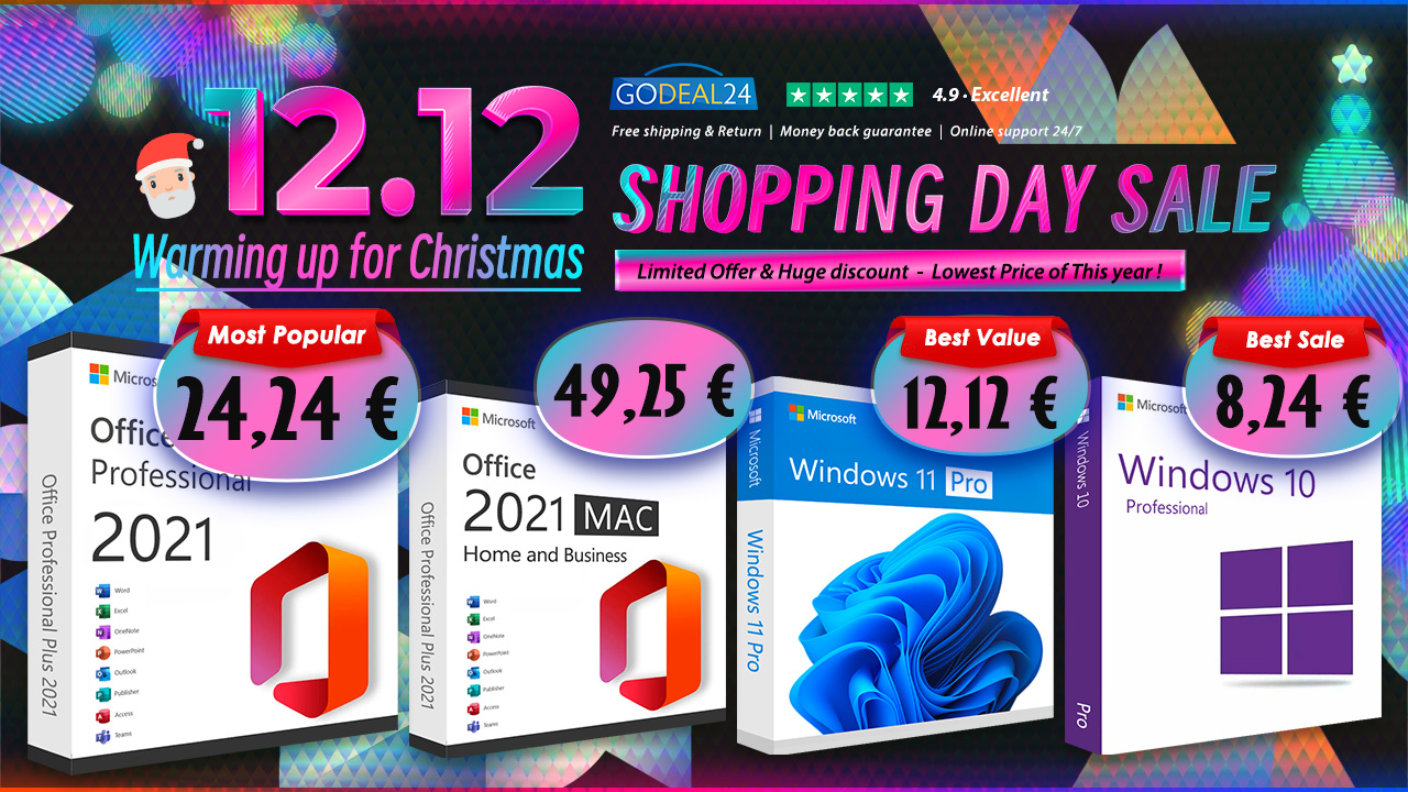 Riscaldamento per Natale: Office 2021 Pro a vita a 24,24€ e Windows 10 Pro a 12,12€!