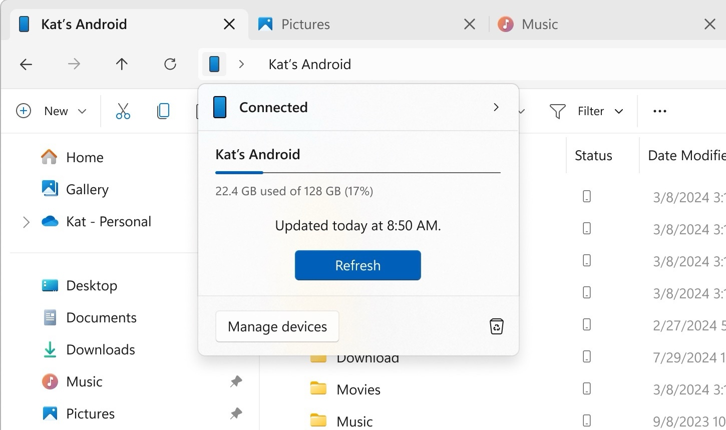 Ora potete accedere al vostro smartphone Android da File explorer | Anche dal menu contestuale