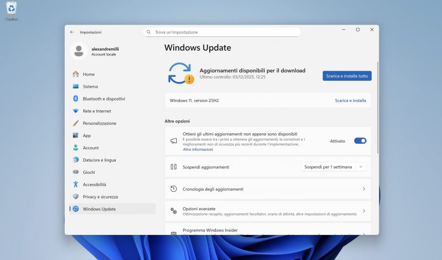 Windows 11 25H2: iniziato l'aggiornamento automatico